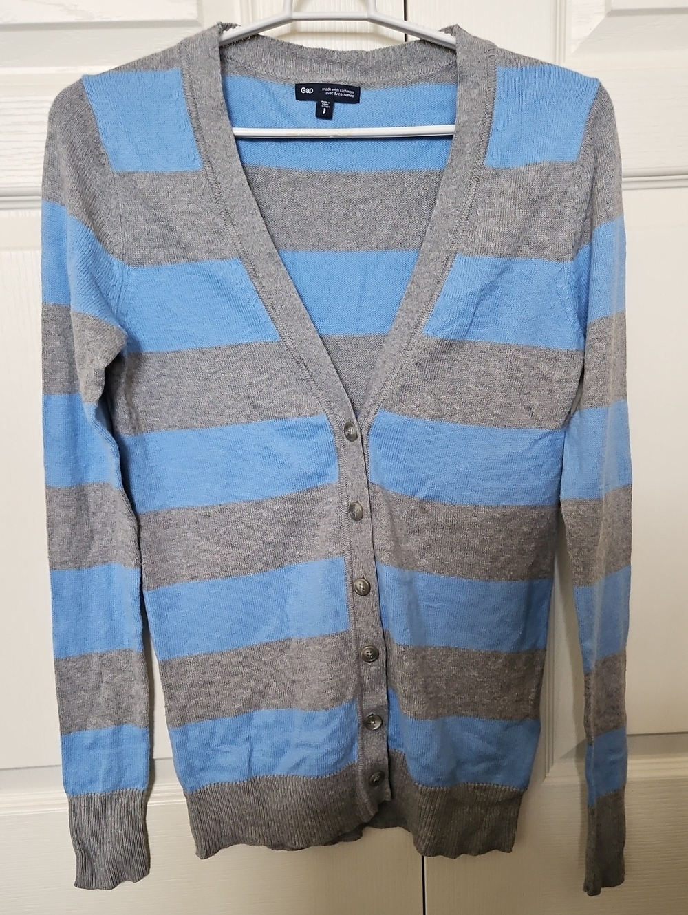 Gap Gray&Blue Stripped Cashmere Blend Cardigan Sweater Size S